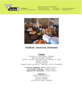 Kiddush Catering Packages Vegan