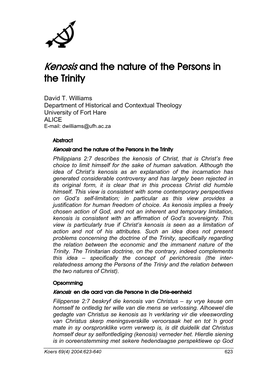 Kenosis and the Nature of the Persons in the Trinity