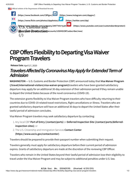 CBP Offers Flexibility to Departing Visa Waiver Program Travelers | U.S