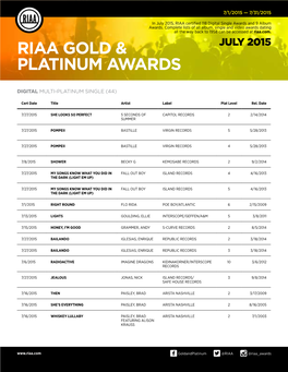 Riaa Gold & Platinum Awards