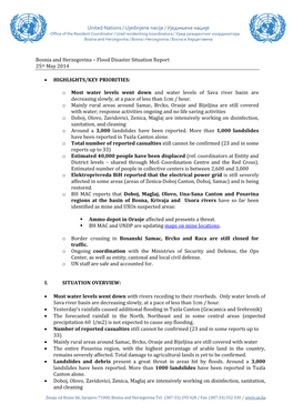 Flood Disaster Situation Report 25Th May 2014
