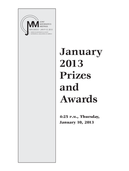 January 2013 Prizes and Awards