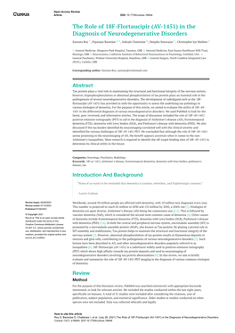 The Role of 18F-Flortaucipir (AV-1451) in the Diagnosis of Neurodegenerative Disorders