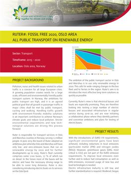 Ruter#: Fossil Free 2020, Oslo Area All Public Transport on Renewable Energy