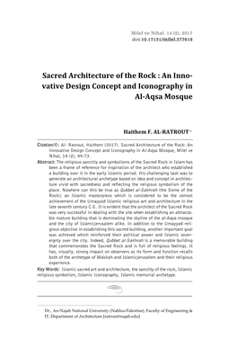 Sacred Architecture of the Rock : an Inno- Vative Design Concept and Iconography in Al-Aqsa Mosque