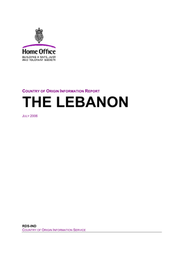 The Lebanon Country of Origin Information Report July 2006