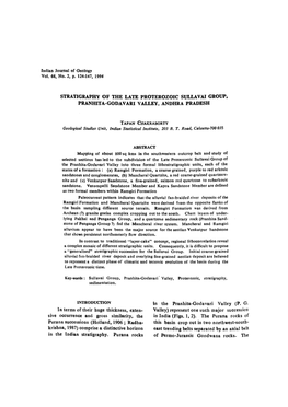 Stratigraphy of the Late Proterozoic Sullavai Group, Pranhita-Godavari Valley, Andhra Pradesh