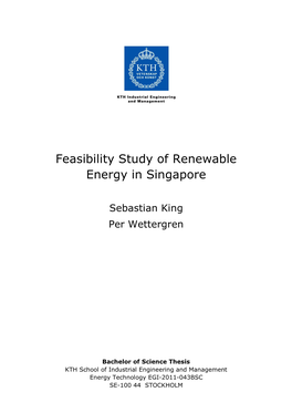 Feasibility Study of Renewable Energy in Singapore