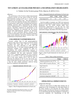 Tevatron Accelerator Physics and Operation Highlights A