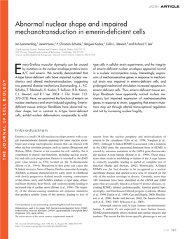 Abnormal Nuclear Shape and Impaired Mechanotransduction in Emerin