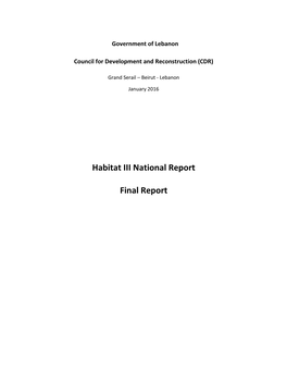 Habitat III National Report Final Report