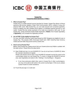 Page 1 of 9 Huawei Pay Frequently Asked Questions (“Faqs”)