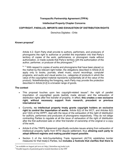 TPP Derechos C Parallel Imports and Exhaustion.Pdf