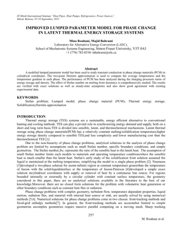 Improved Lumped Parameter Model for Phase Change in Latent Thermal Energy Storage Systems