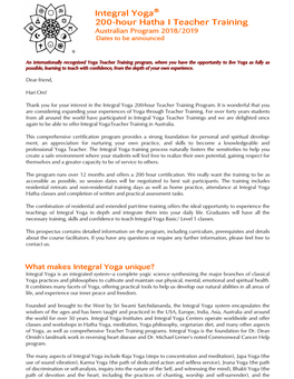 Integral Yoga Basic Teacher Training 2019 Working Doc.Pub