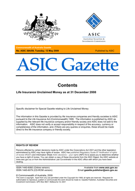 ASIC Gazette