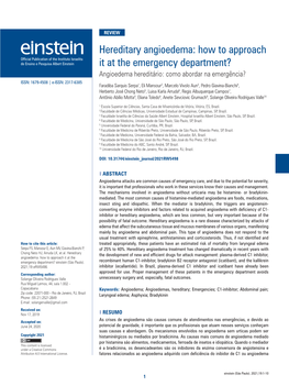 Hereditary Angioedema: How to Approach It at the Emergency Department?