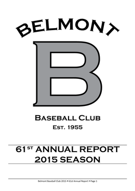 2015 Belmont Baseball Club Annual Report