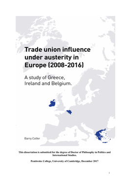 Colfer Phd Final Submitted 04.12.18 Trade Union Influence Under