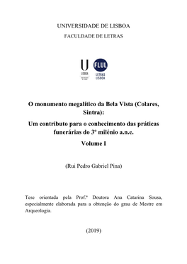 Colares, Sintra): Um Contributo Para O Conhecimento Das Práticas Funerárias Do 3º Milénio A.N.E