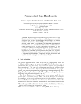 Parameterized Edge Hamiltonicity