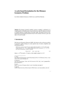 A Cycle-Based Formulation for the Distance Geometry Problem