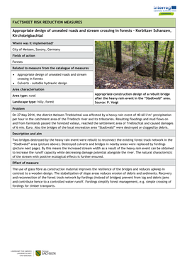 Appropriate Design of Unsealed Roads and Stream Crossing in Forests - Korbitzer Schanzen, Kirchsteigbachtal