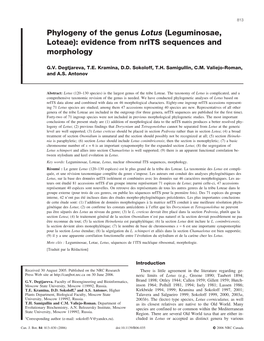 Phylogeny of the Genus Lotus (Leguminosae, Loteae): Evidence from Nrits Sequences and Morphology