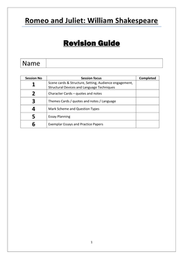 Romeo and Juliet: William Shakespeare Revision Guide