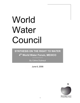 World Water Forum, MEXICO ------By Céline Dubreuil June 6, 2006