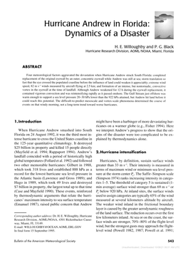 Hurricane Andrew in Florida: Dynamics of a Disaster ^