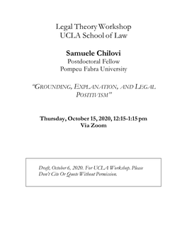 Legal Theory Workshop UCLA School of Law Samuele Chilovi