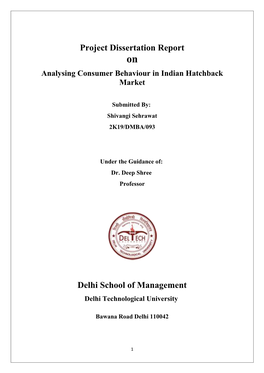 Project Dissertation Report Delhi School of Management