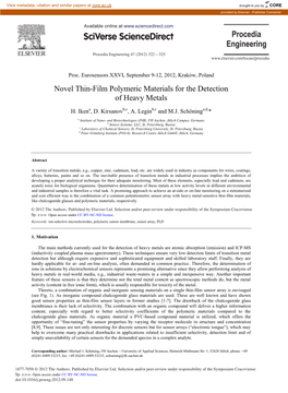 Novel Thin-Film Polymeric Materials for the Detection of Heavy Metals