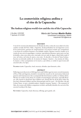 La Cosmovisión Religiosa Andina Y El Rito De La Capacocha