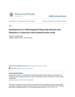 Development of a Solid-Supported Glaser-Hay Reaction and Utilization in Conjunction with Unnatural Amino Acids