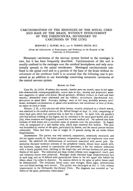 Carcinomatosis of the Meninges of the Spinal Cord and Base of the Brain, Without Involvement of the Parenchyma, Secondary to Carcinoma of the Lung
