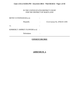 ADDENDUM a Case 1:03-Cv-01058-JFM Document 269-2270-1 Filed 08/15/1308/19/13 Page 2 of 30