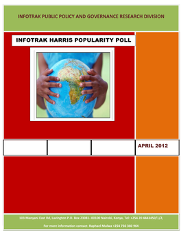 Infotrak Public Policy and Governance Research Division Infotrak Harris Popularity Poll