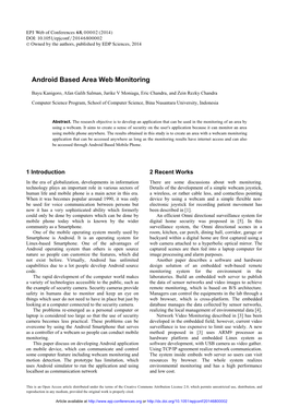 Android Based Area Web Monitoring