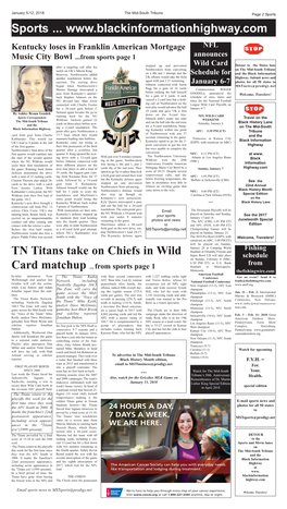 TN Titans Take on Chiefs in Wild Card Matchup ...From Sports Page 1