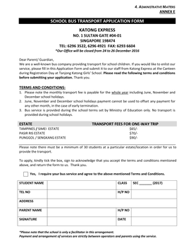 School Bus Transport Application Form