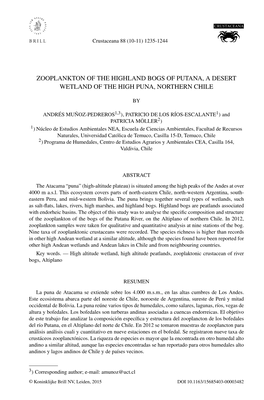 Zooplankton of the Highland Bogs of Putana, a Desert Wetland of the High Puna, Northern Chile