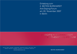 Einladung Zum 2. BEITEN BURKHARDT Anti-Doping-Forum Am 20