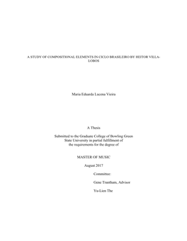 A Study of Compositional Elements in Ciclo Brasileiro by Heitor Villa- Lobos