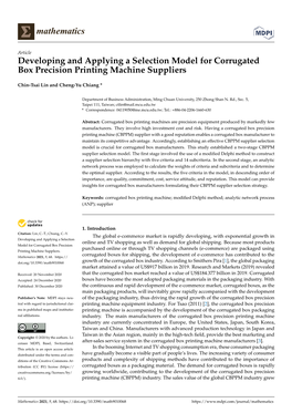 Developing and Applying a Selection Model for Corrugated Box Precision Printing Machine Suppliers