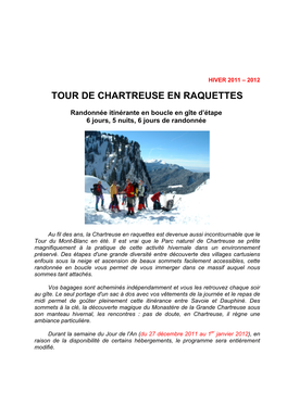 Tour De Chartreuse En Raquettes