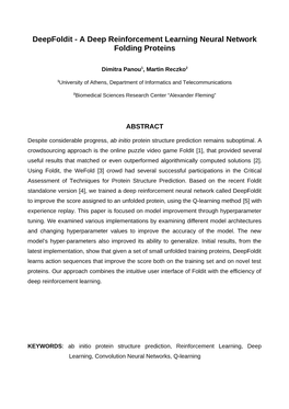 A Deep Reinforcement Learning Neural Network Folding Proteins