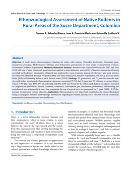 Ethnozoological Assessment of Native Rodents in Rural Areas of the Sucre Department, Colombia