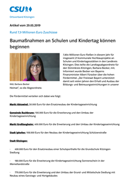 Landtagsabgeordnete Für Den Stimmkreis Kitzingen, Barbara Becker, Mit